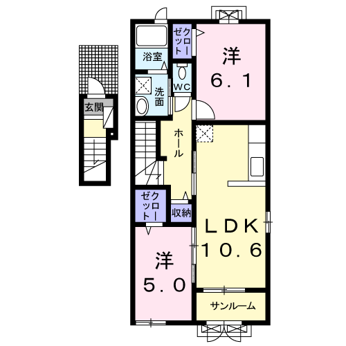 CASA・AVANZATOⅡ(2LDK/2階)の間取り写真
