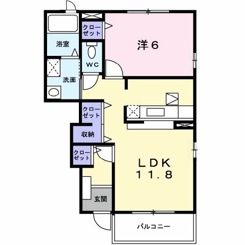ベル・ソレイユ(1LDK/1階)の間取り写真
