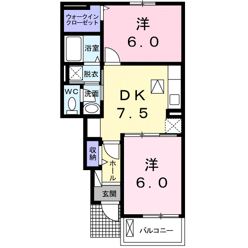 グレースⅠ(2DK/1階)の間取り写真