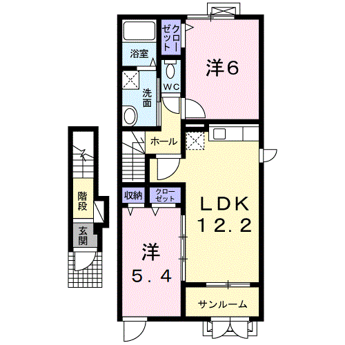 ウルルⅠ(2LDK/2階)の間取り写真