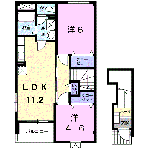 ライラックⅡ(2LDK/2階)の間取り写真