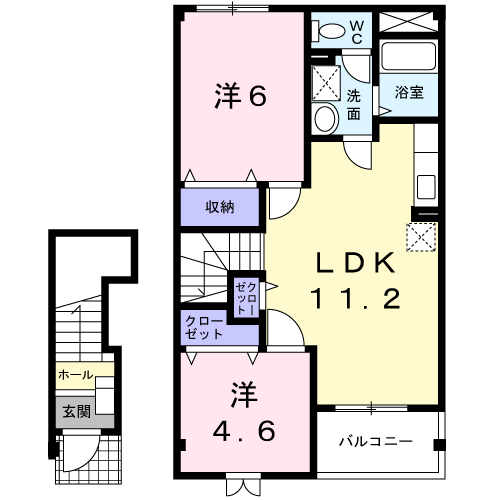 ライラックⅡ(2LDK/2階)の間取り写真