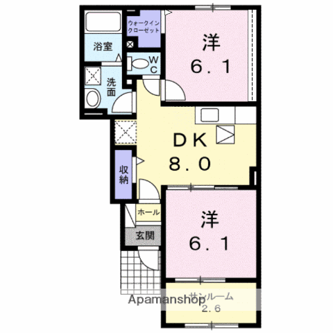 フローラーリア(2DK/1階)の間取り写真