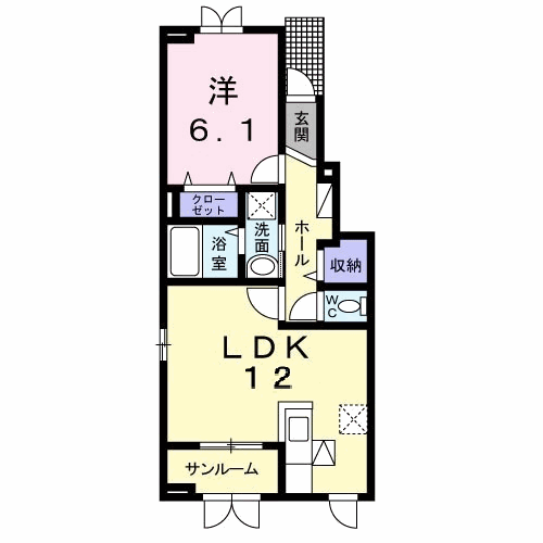 フォレスト・ハハキB(1LDK/1階)の間取り写真