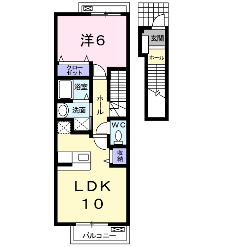キャトルセゾン(1LDK/2階)の間取り写真