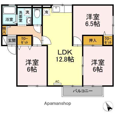 ガーデンスクエア D(3LDK/1階)の間取り写真