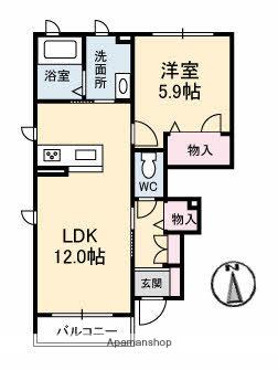AZUR(1LDK/1階)の間取り写真