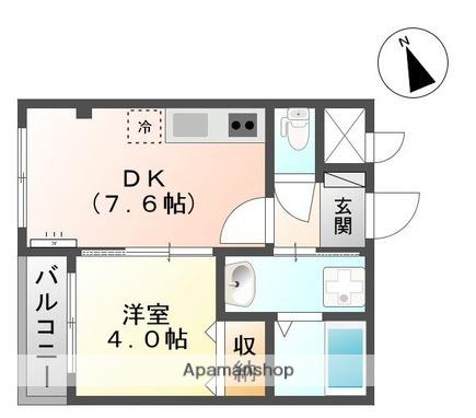 山陰本線 米子駅 徒歩20分 3階建 築8年(1DK/3階)の間取り写真