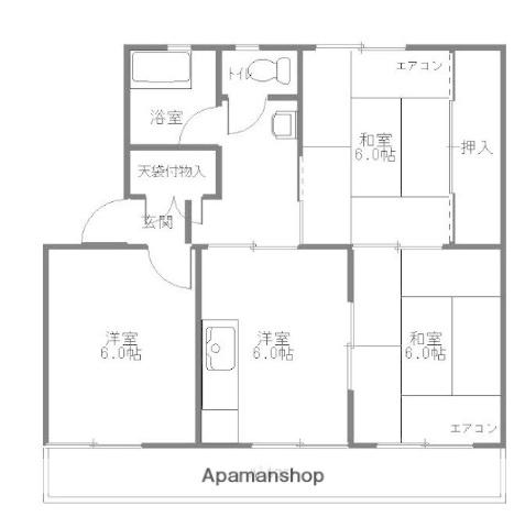マルタカマンション(3DK/1階)の間取り写真