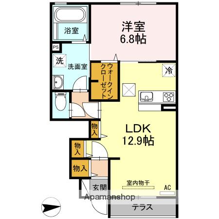 ボナールY(1LDK/1階)の間取り写真