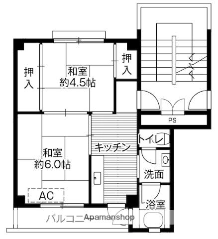 ビレッジハウス境港第二 1号棟(2K/3階)の間取り写真