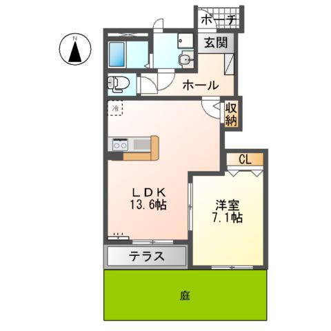 ラコルタ(1LDK/1階)の間取り写真