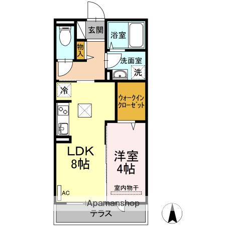 セジュールKAMI G(1LDK/1階)の間取り写真