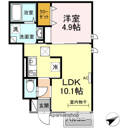 シュクル(1LDK/1階)の間取り写真