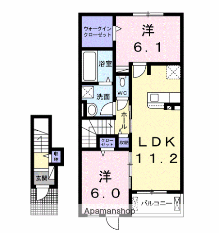 フロレゾンB(2LDK/2階)の間取り写真