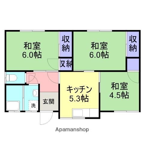 境線 三本松口駅 徒歩19分 1階建 築39年(3DK)の間取り写真