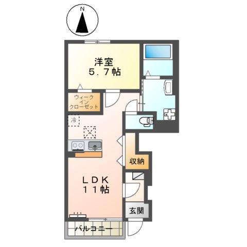 パルシア.M(1LDK/1階)の間取り写真