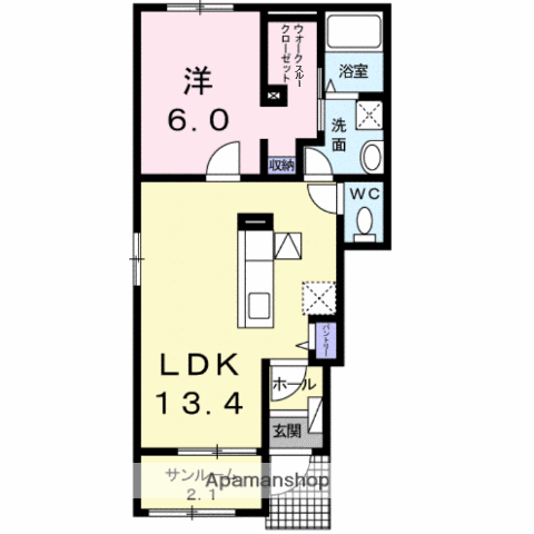アメージングⅢ(1LDK/1階)の間取り写真