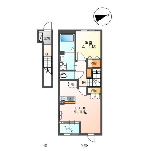 ラポール(1LDK/2階)の間取り写真