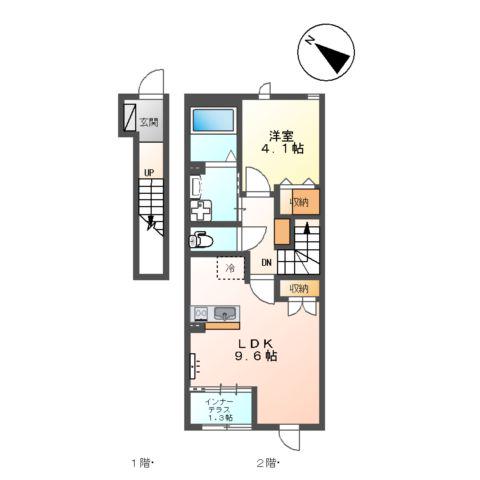 グランデ・フィオーレ(1LDK/2階)の間取り写真