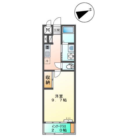 スウィートガーデン(1K/2階)の間取り写真