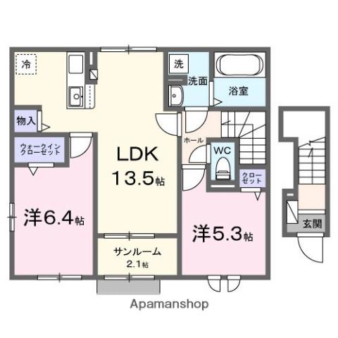 ブルーオーシャン・レジデンスA(2LDK/2階)の間取り写真