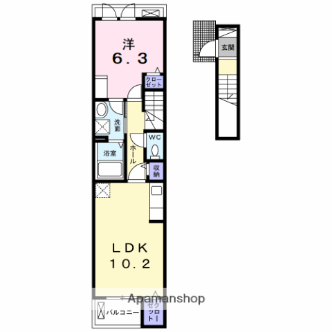 メゾン・デュ・レ(1LDK/2階)の間取り写真