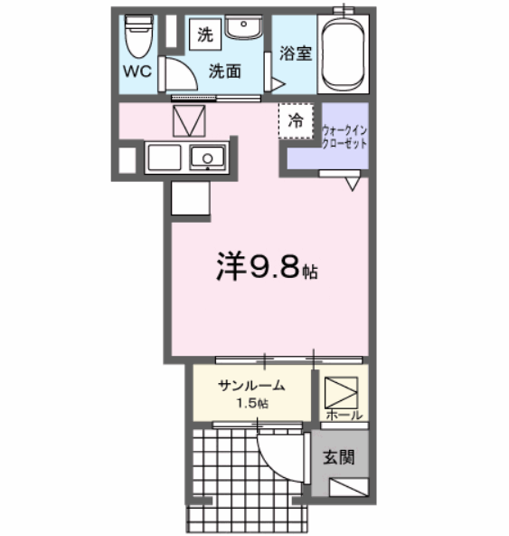 リバーサイド東巌城(ワンルーム/1階)の間取り写真