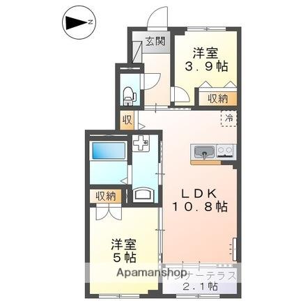 MERVEILLE(2LDK/1階)の間取り写真