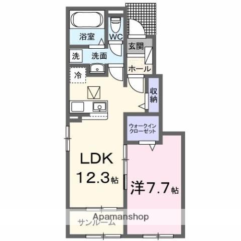 エクセレント・ヴェル Ⅱ(1LDK/1階)の間取り写真