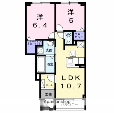 クリュッグ(2LDK/1階)の間取り写真
