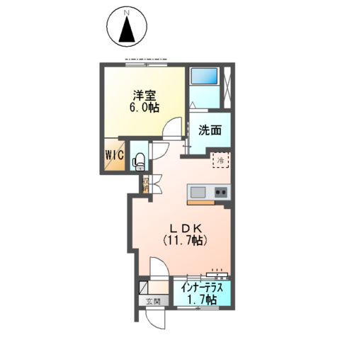 SORA 485(1LDK/1階)の間取り写真