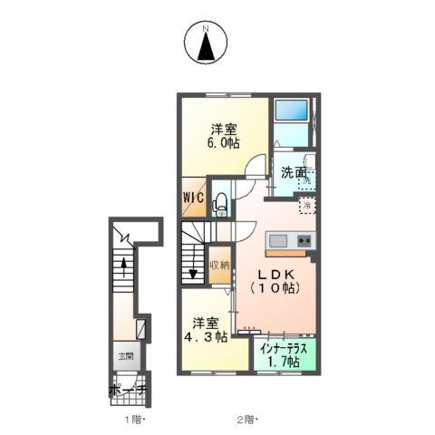SORA 485(2LDK/2階)の間取り写真