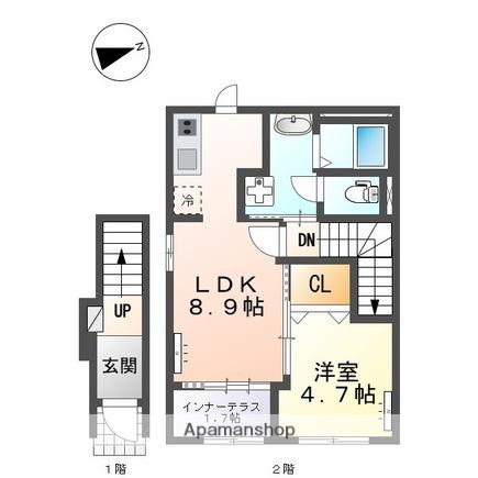 スターテラスⅡ上福原(1LDK/2階)の間取り写真