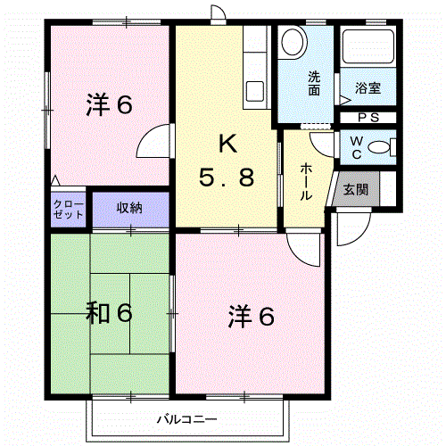 ラ・ペジュブルA(3K/2階)の間取り写真