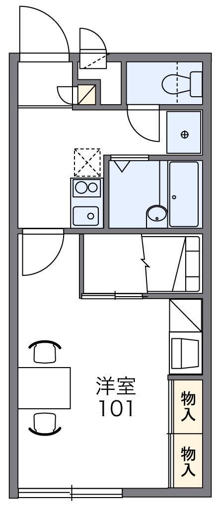 レオパレスOMOTE(1K/2階)の間取り写真