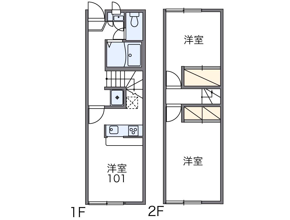 レオパレスサニーホームズ(2DK/1階)の間取り写真