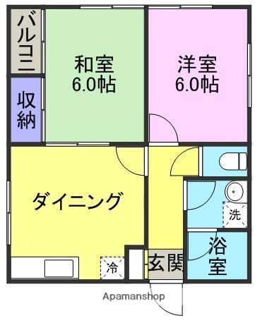 サンコートⅡ(2DK/2階)の間取り写真