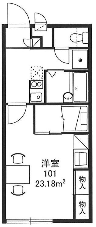 レオパレスメゾン福生(1K/1階)の間取り写真