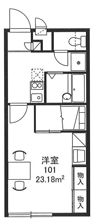 レオパレスメゾン福生(1K/2階)の間取り写真