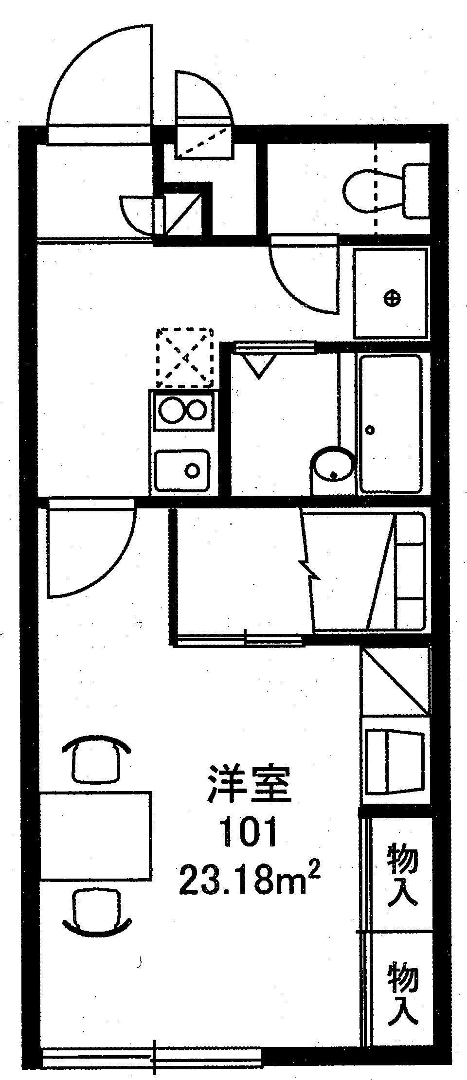 レオパレスCRANECRANE(1K/1階)の間取り写真