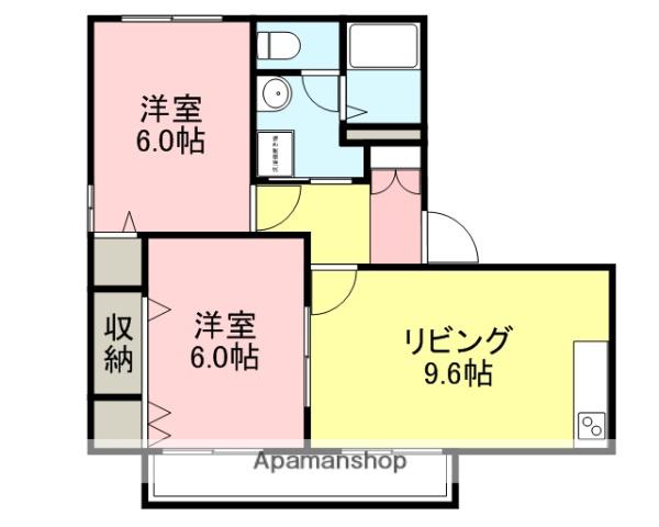 サンシティU D棟(2LDK/2階)の間取り写真