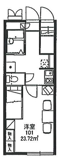 レオパレス皆生新田(1K/2階)の間取り写真