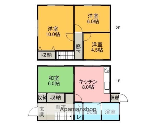 山陰本線 東山公園駅(鳥取) 徒歩21分 2階建 築24年(4DK)の間取り写真