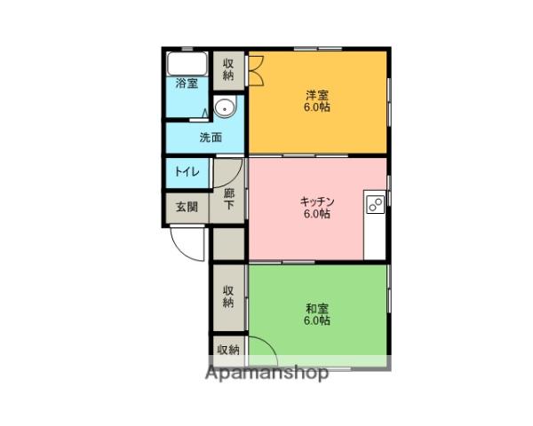 プレシャスA棟(2DK/1階)の間取り写真