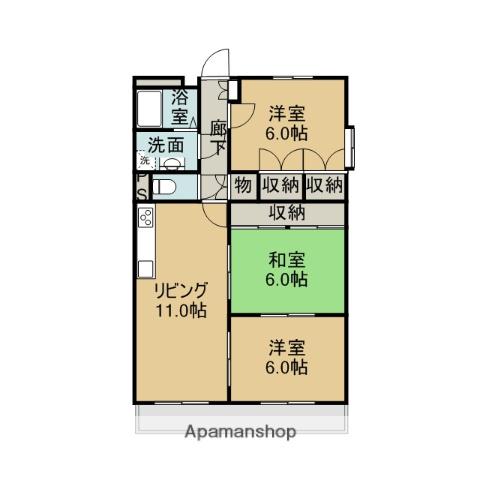 ツインパレスB(3LDK/3階)の間取り写真