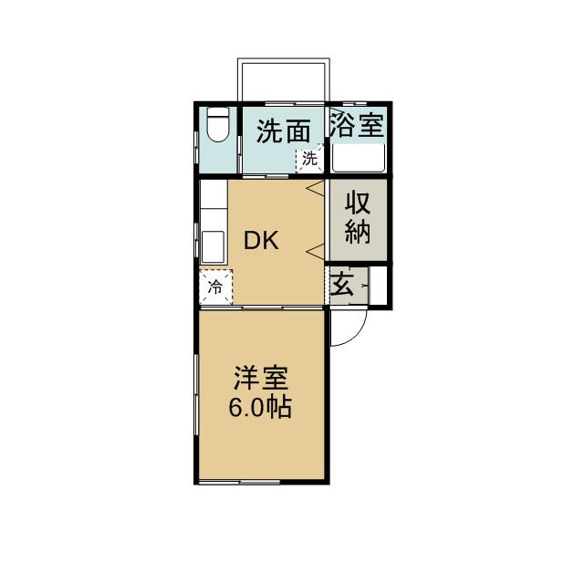 スイートハイペア2(1DK/2階)の間取り写真