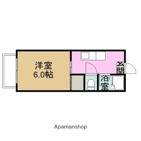 山陰本線 松江駅 徒歩48分 2階建 築36年(1K/2階)の間取り写真