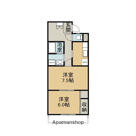 キムラビル(2K/1階)の間取り写真