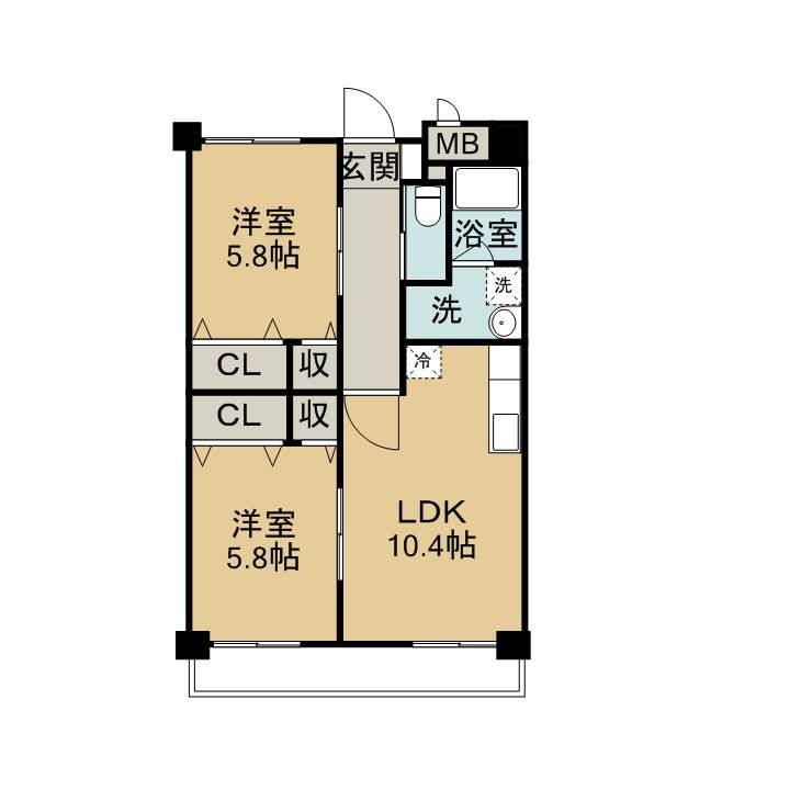 サンフォーレ1989(2LDK/2階)の間取り写真